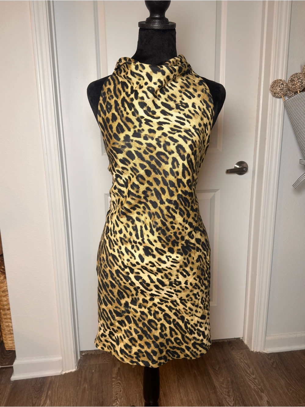 Zara Leopard Print Cowl Neck Mini Dress - Yellow & Black / BNWT